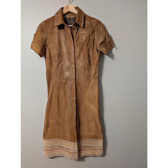 Vintage Coach‎ 100% Genuine Leather Dress Womens 4 Short Sleeve Snap Front - Picture 1 of 10